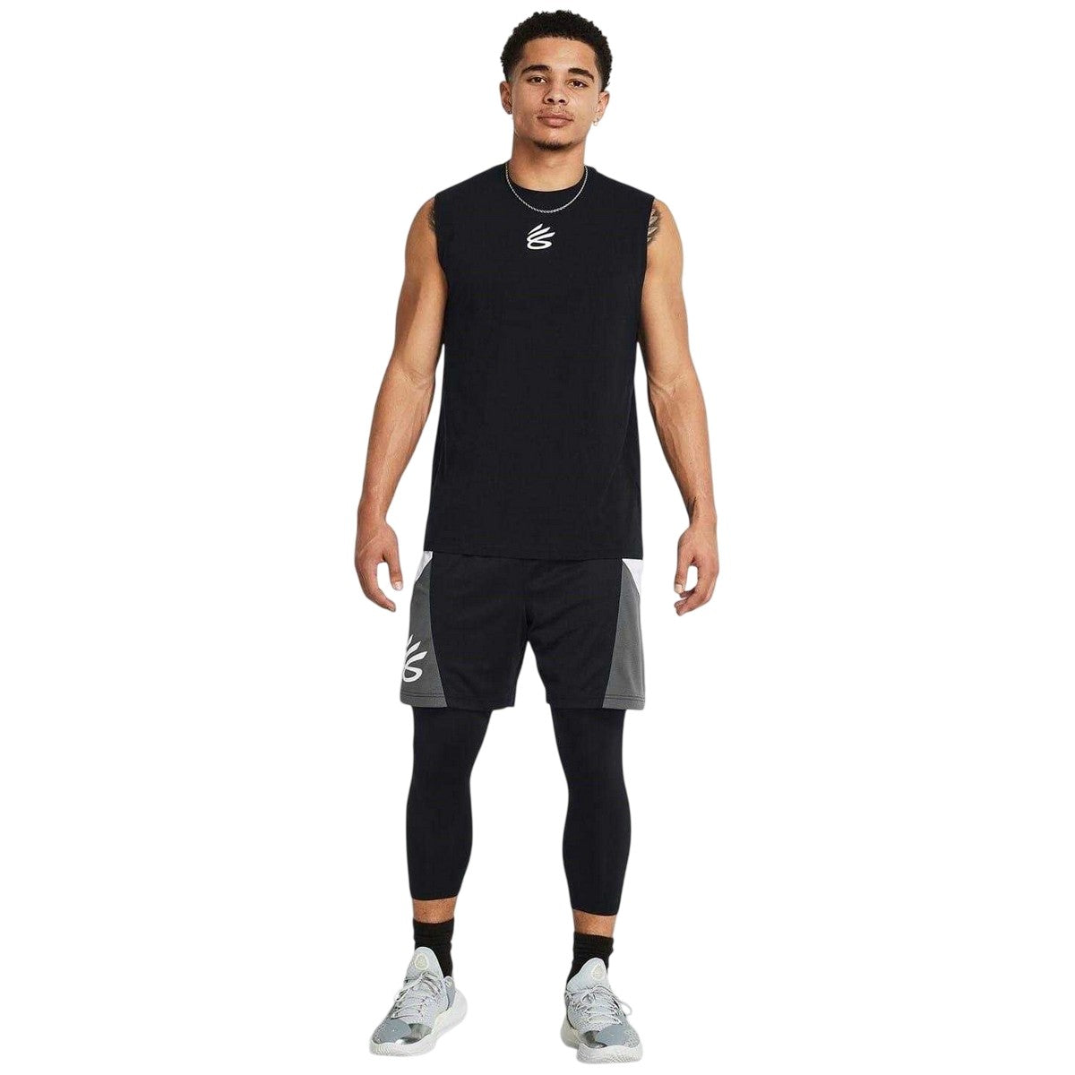 Black-Grey - Pack Shot - Under Armour Mens Graphic Print Basketball Shorts