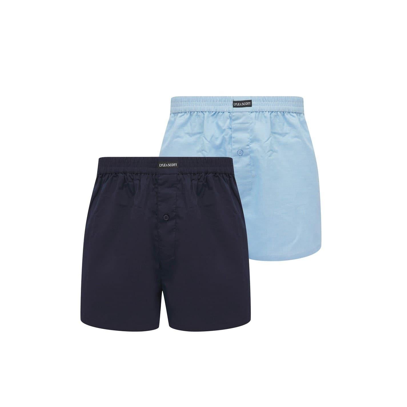 Blue-Peacoat - Front - Lyle & Scott Mens Boxer Shorts (Pack of 2)