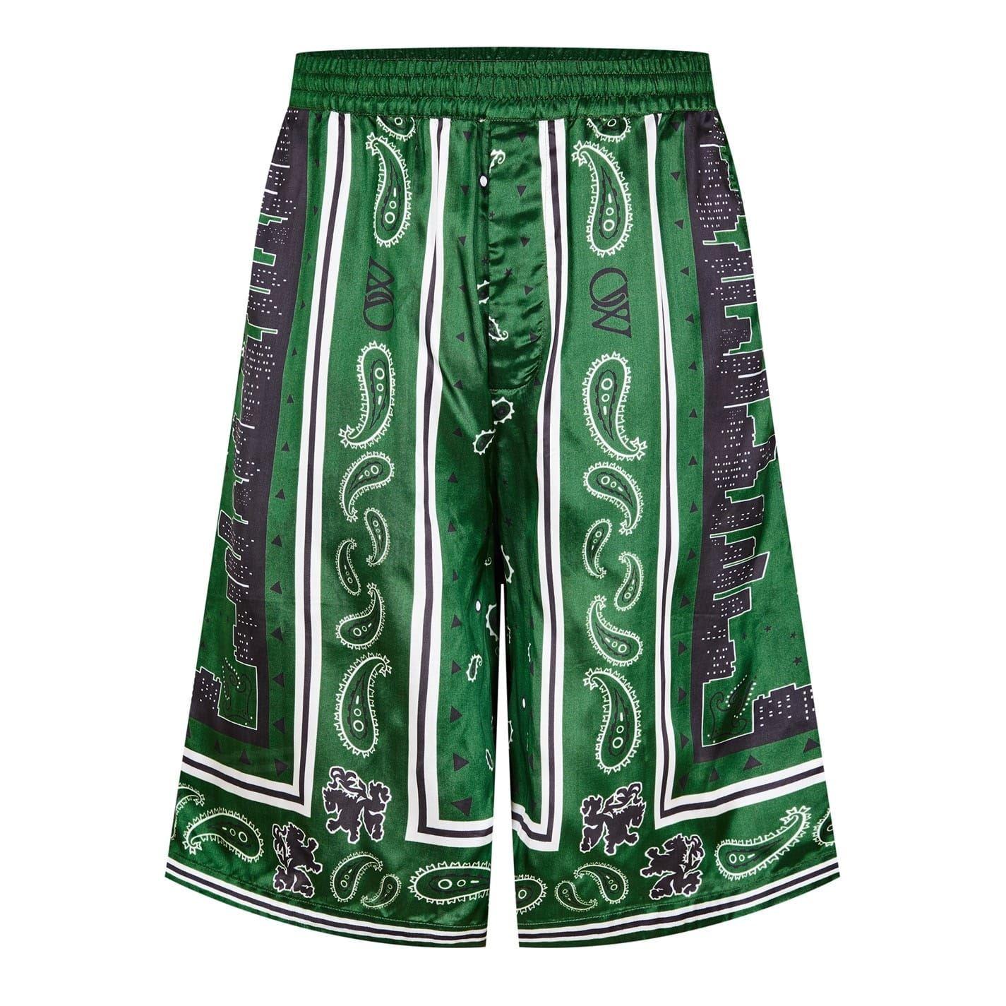 Willow - Front - Off White Mens Satin Loose Fit Shorts