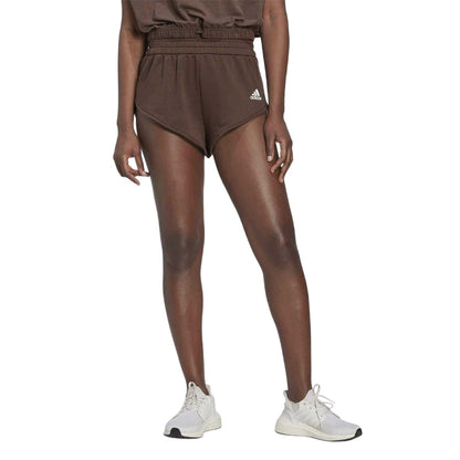 Brown - Side - Adidas Womens-Ladies Cotton Blend Running Shorts
