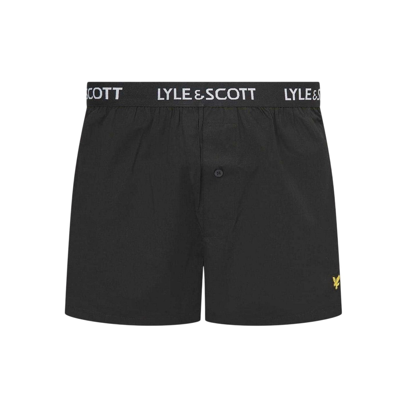 Beetle-Black - Side - Lyle & Scott Mens Woven Boxer Shorts (Pack of 2)