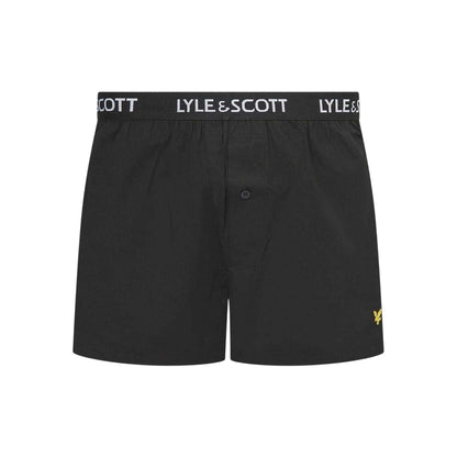 Beetle-Black - Side - Lyle & Scott Mens Woven Boxer Shorts (Pack of 2)