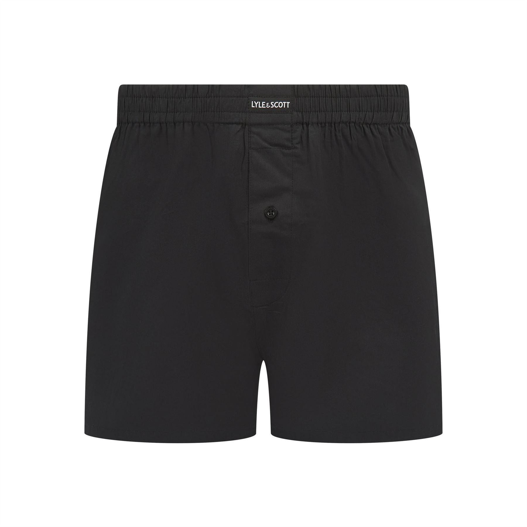 Black - Back - Lyle & Scott Mens Woven Boxer Shorts (Pack of 3)