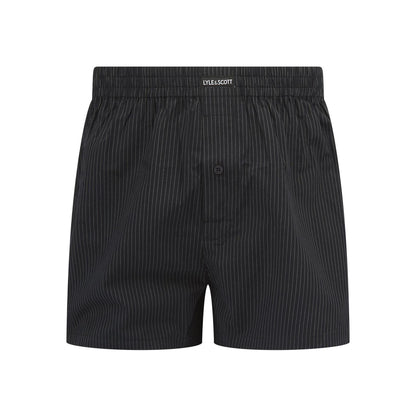 Black - Side - Lyle & Scott Mens Woven Boxer Shorts (Pack of 3)