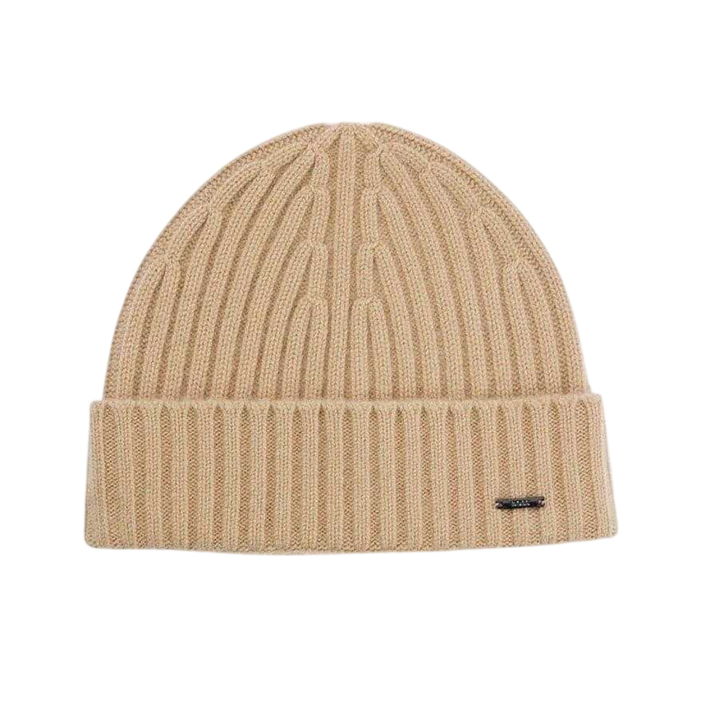 Beige - Front - Boss Unisex Adult Ribbed Beanie