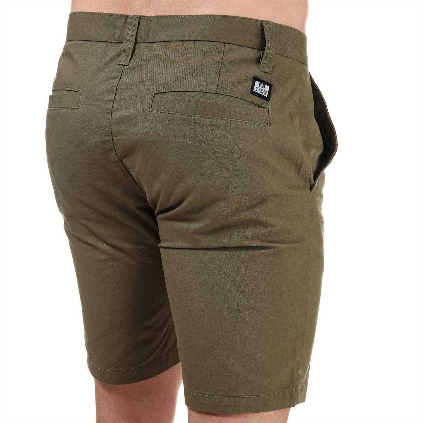 Khaki - Back - Weekend Offender Mens Chino Shorts