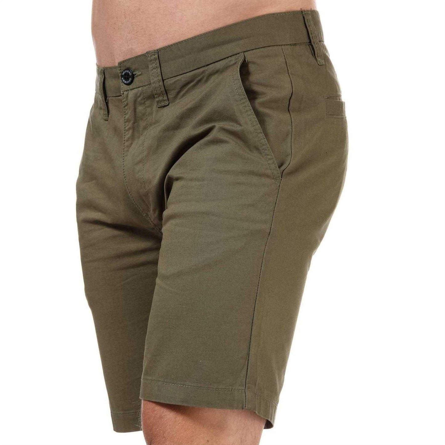 Khaki - Side - Weekend Offender Mens Chino Shorts