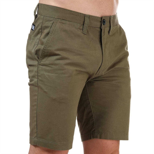 Khaki - Front - Weekend Offender Mens Chino Shorts