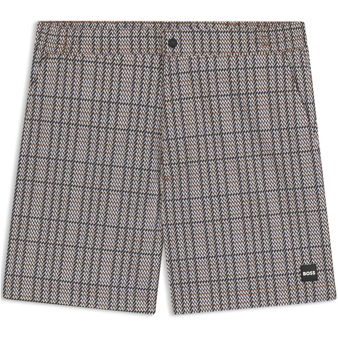 Black - Front - Boss Mens Plaid Swim Shorts
