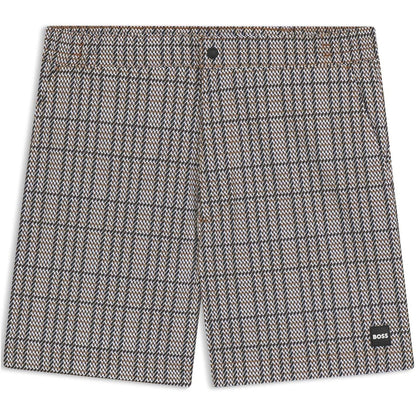Black - Front - Boss Mens Plaid Swim Shorts