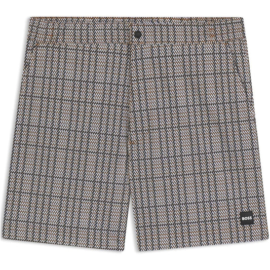 Black - Front - Boss Mens Plaid Swim Shorts