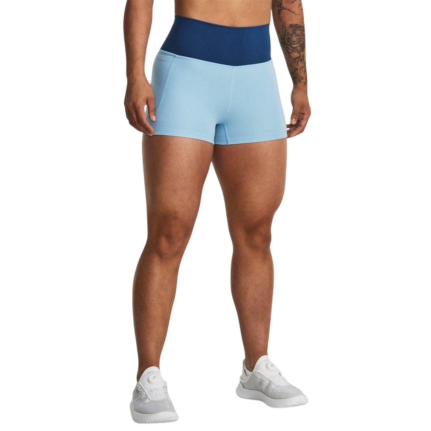 Blue - Side - Under Armour Womens-Ladies Meridian Compression Shorts