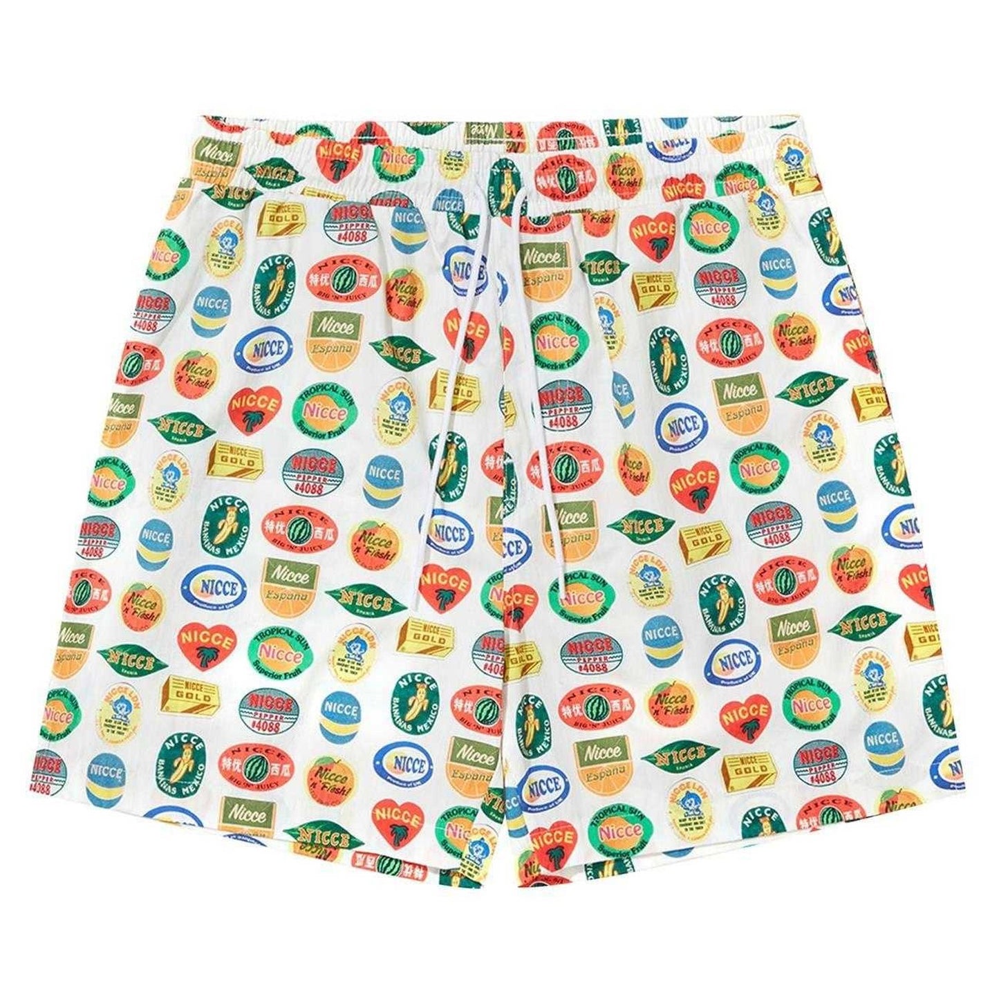 White-Green-Black - Front - Nicce Mens Cotton Shorts
