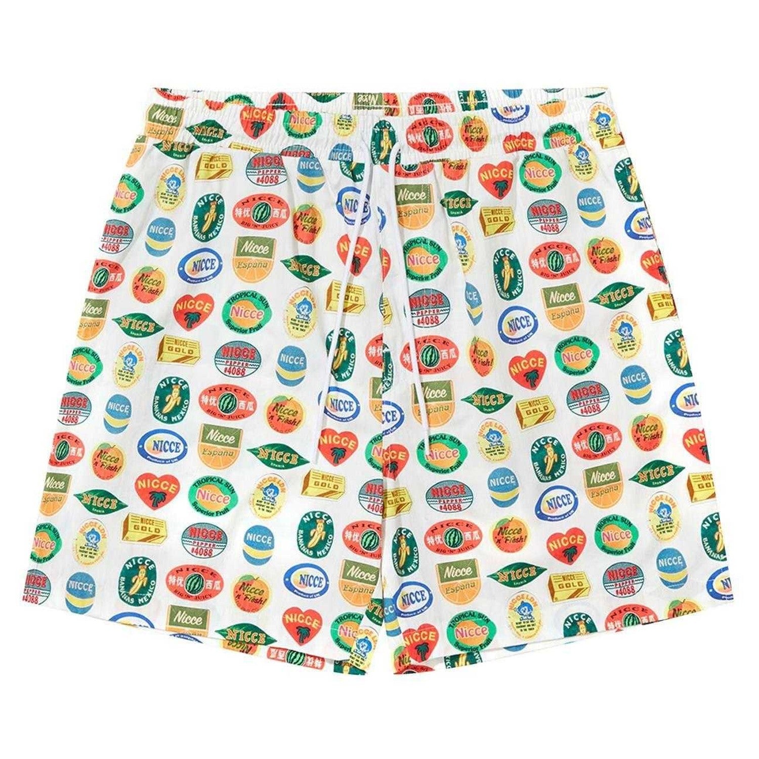 White-Green-Black - Front - Nicce Mens Cotton Shorts