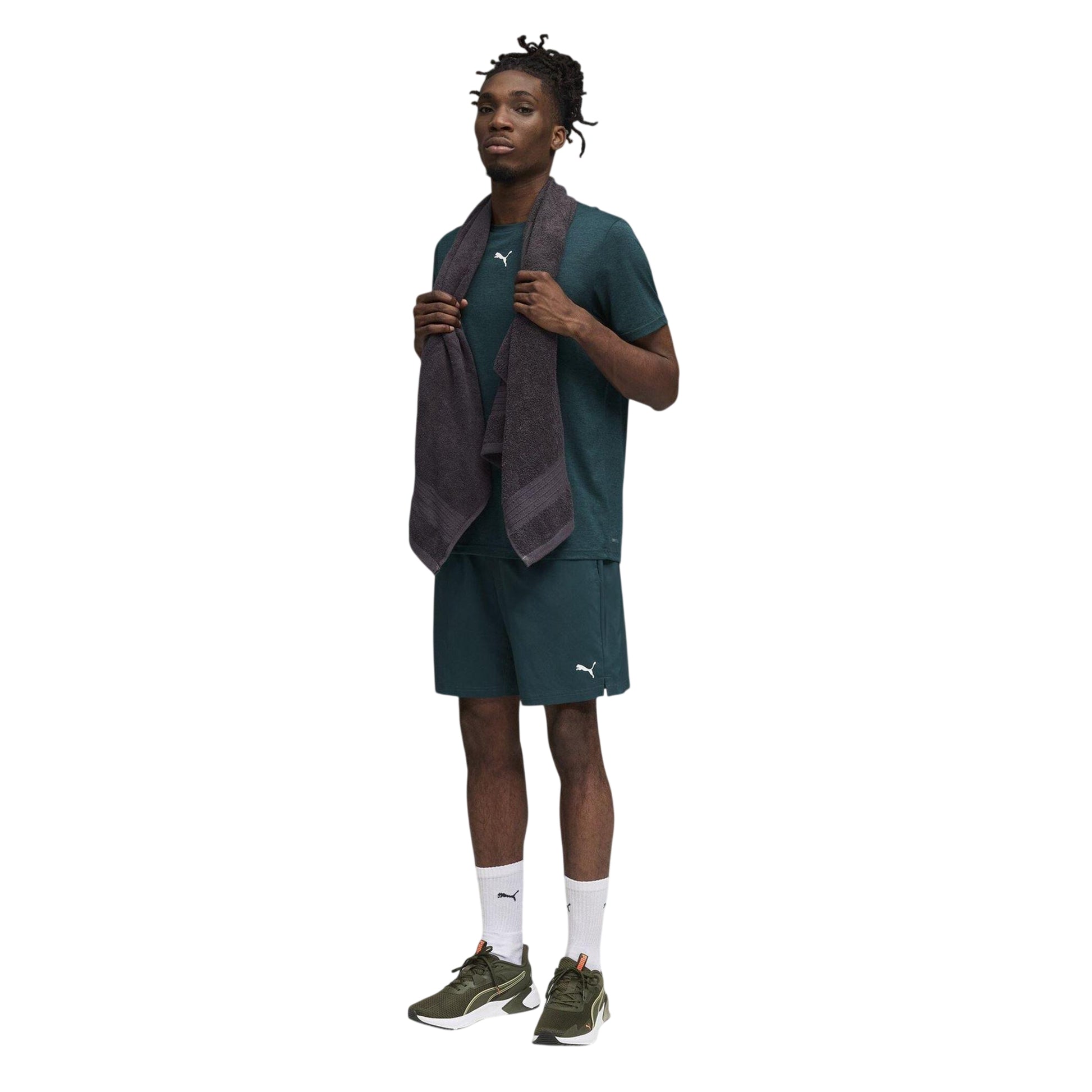 Green - Pack Shot - Puma Mens Tad Essentials Athletic Shorts