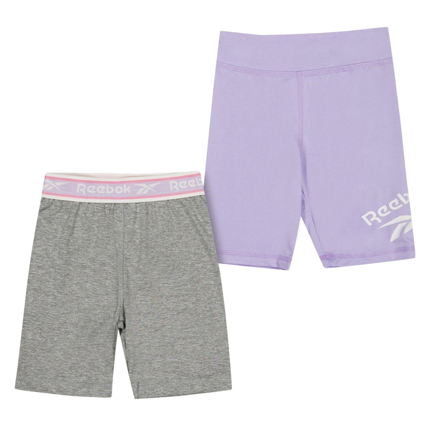 Lavender - Back - Reebok Girls Cycling Shorts (Pack of 2)