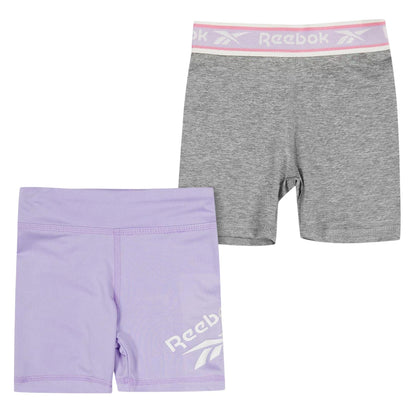 Lavender - Front - Reebok Girls Cycling Shorts (Pack of 2)