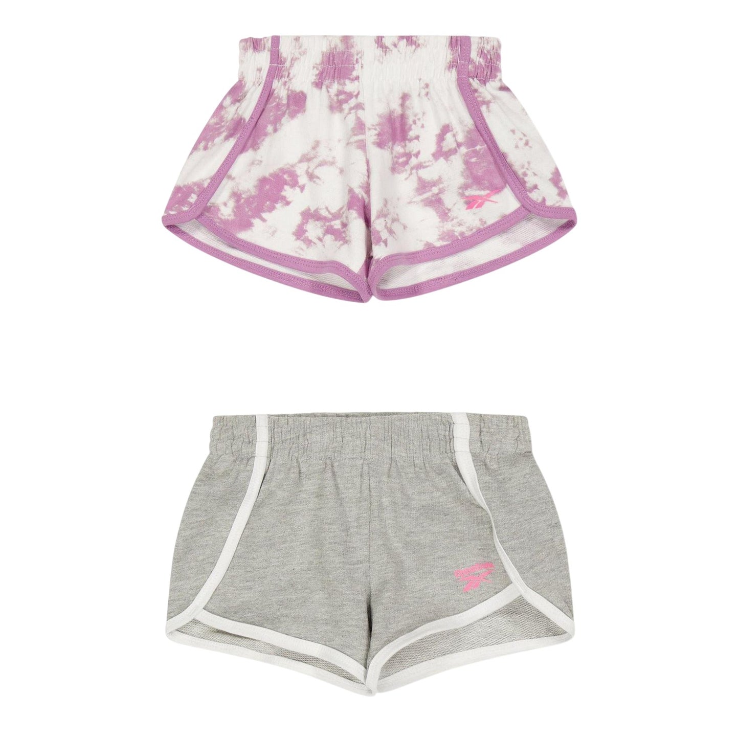 Orchid - Front - Reebok Baby Girls Jersey Tie Dye Shorts (Pack of 2)