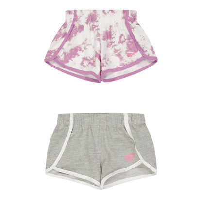 Orchid - Front - Reebok Baby Girls Jersey Tie Dye Shorts (Pack of 2)