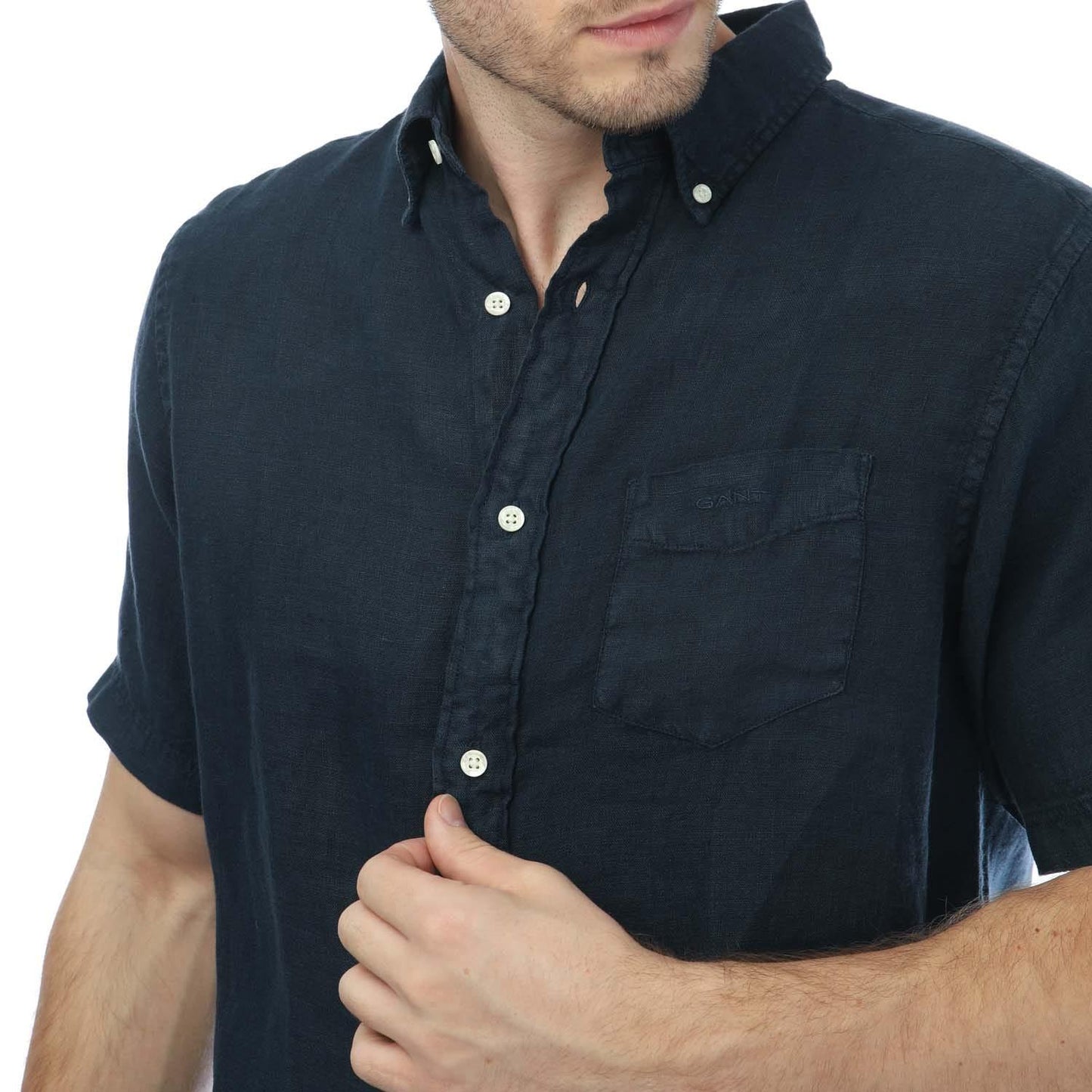 Navy - Side - Gant Mens Garment Dyed Regular Shirt