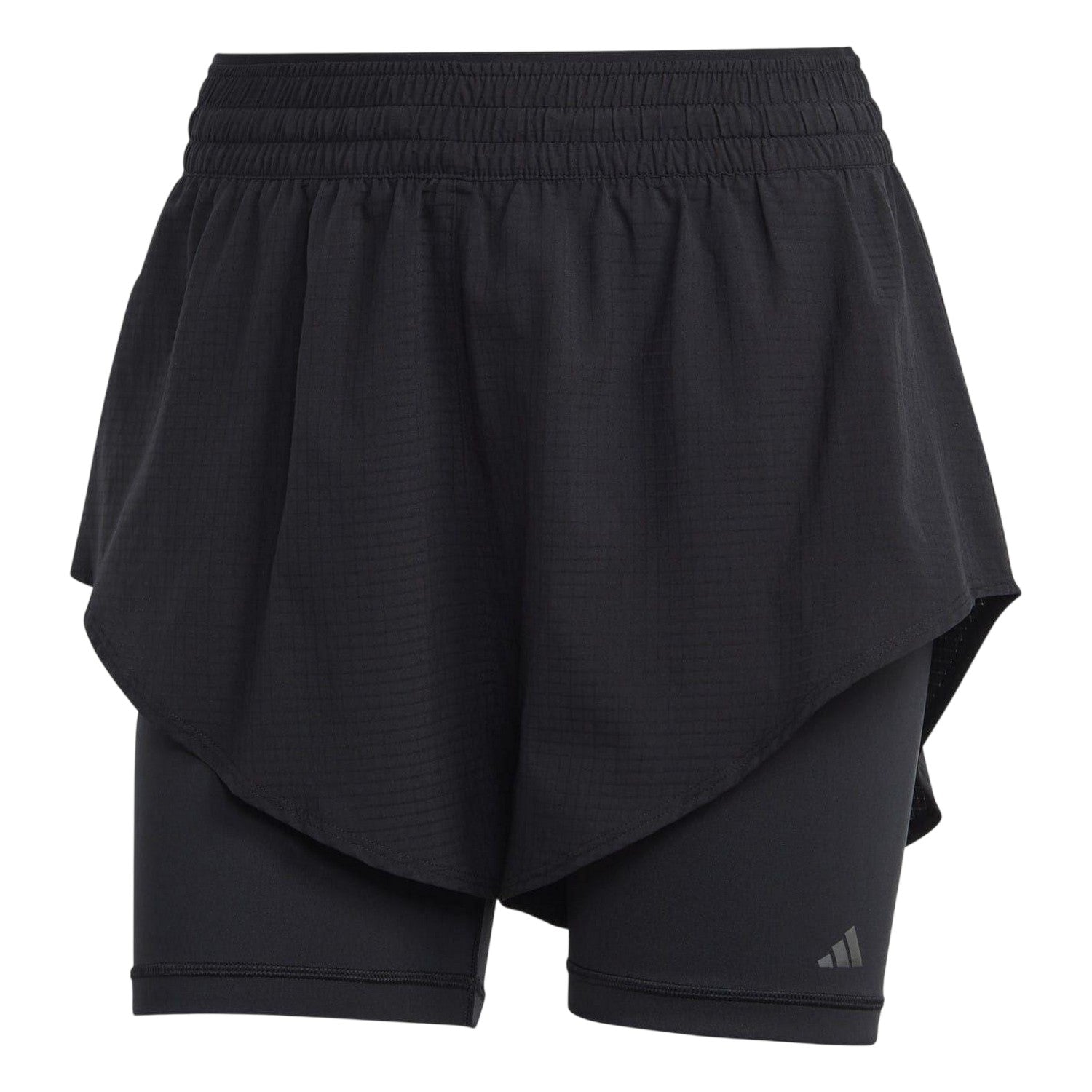 Black - Front - Adidas Womens-Ladies 2 in 1 High Waist Running Shorts