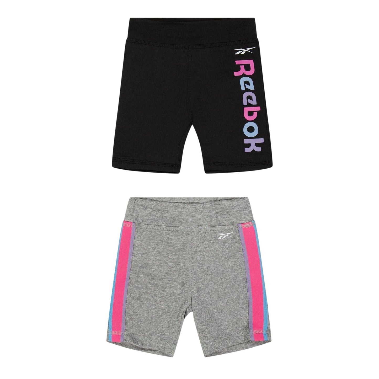 Silver - Side - Reebok Girls Jersey Shorts (Pack of 2)