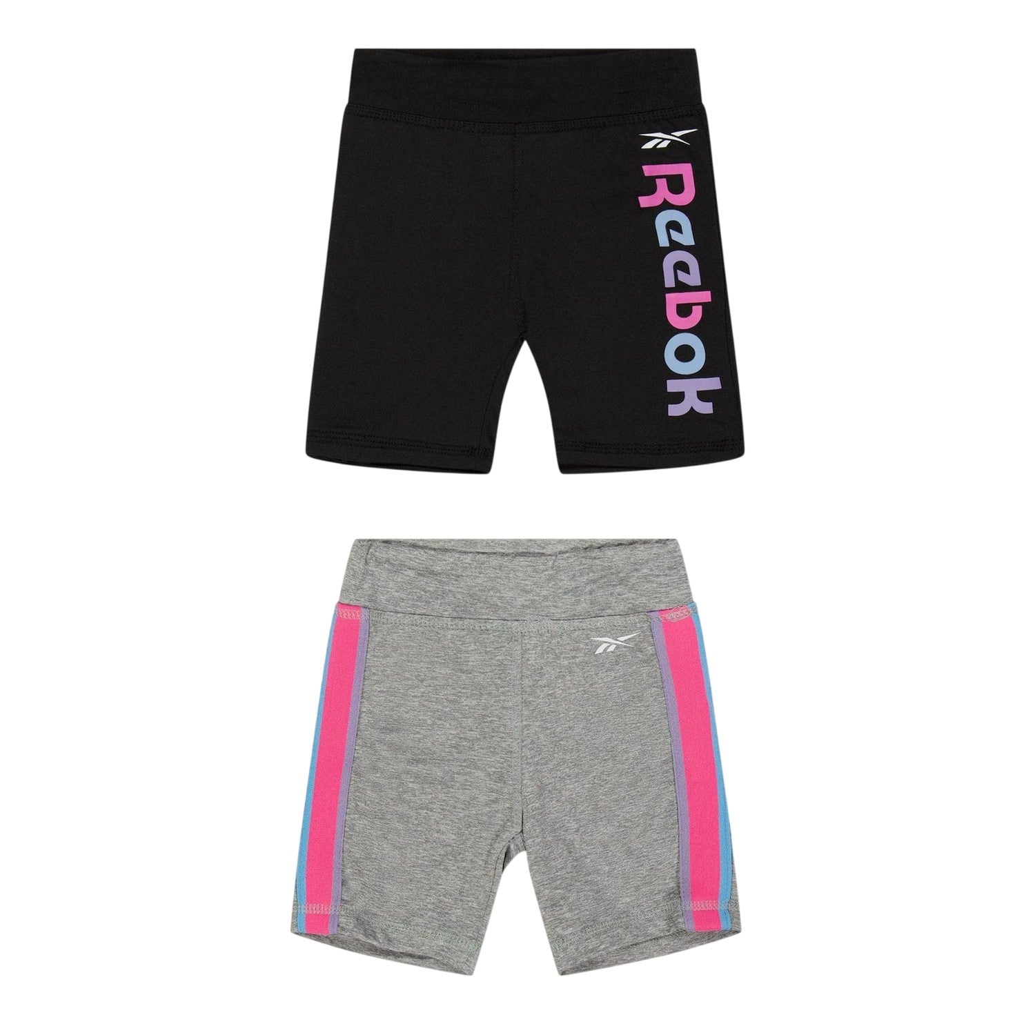 Silver - Side - Reebok Girls Jersey Shorts (Pack of 2)