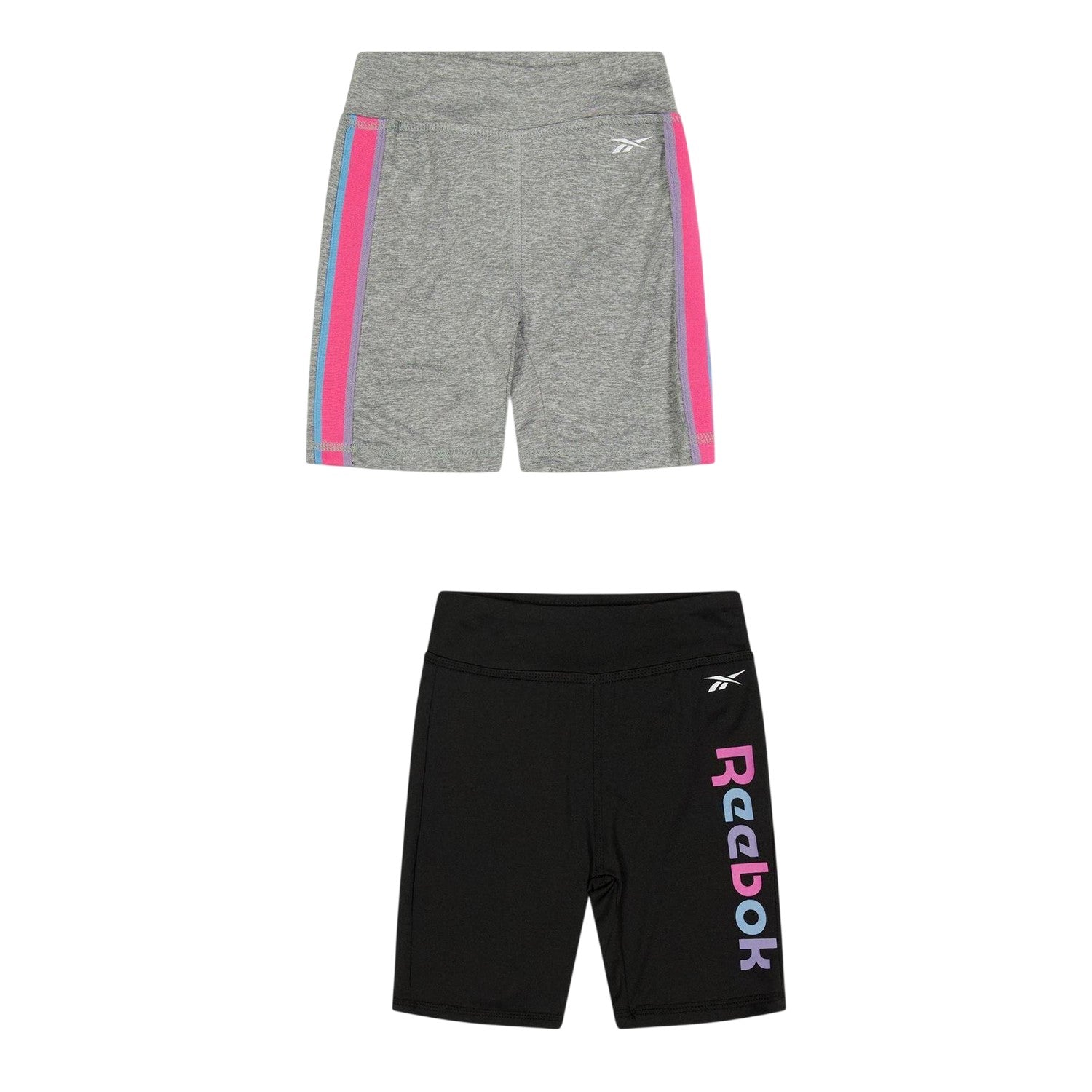 Silver - Front - Reebok Girls Jersey Shorts (Pack of 2)