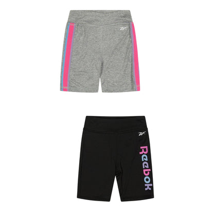 Silver - Front - Reebok Girls Jersey Shorts (Pack of 2)