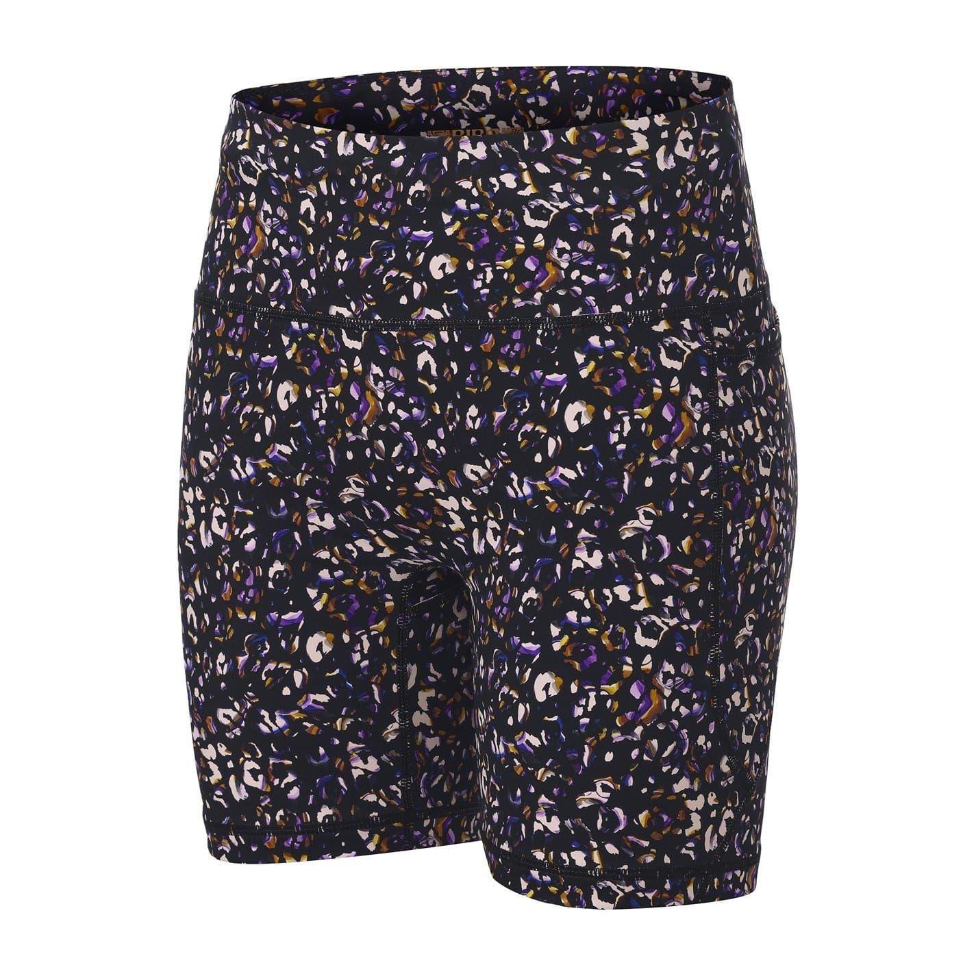 Black - Side - Biba Womens-Ladies Leopard Print High Waist Cycling Shorts