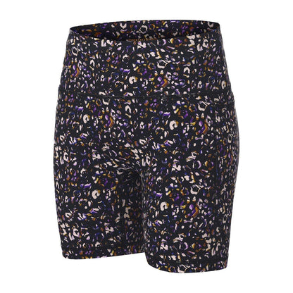 Black - Side - Biba Womens-Ladies Leopard Print High Waist Cycling Shorts