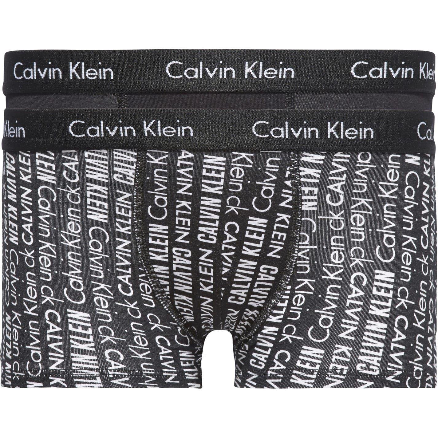 Black - Front - Calvin Klein Boys All-Over Print Boxer Shorts (Pack of 2)