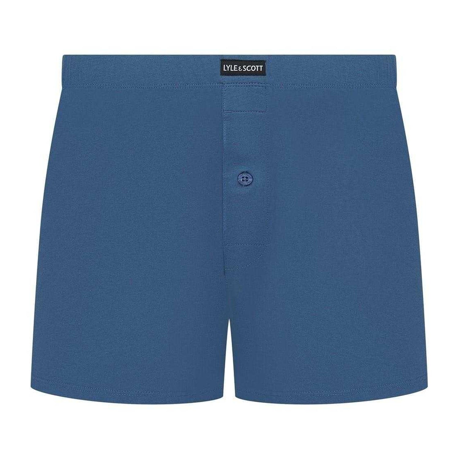 Grey-Blue - Back - Lyle & Scott Mens Plain Jersey Knit Boxer Shorts (Pack of 3)