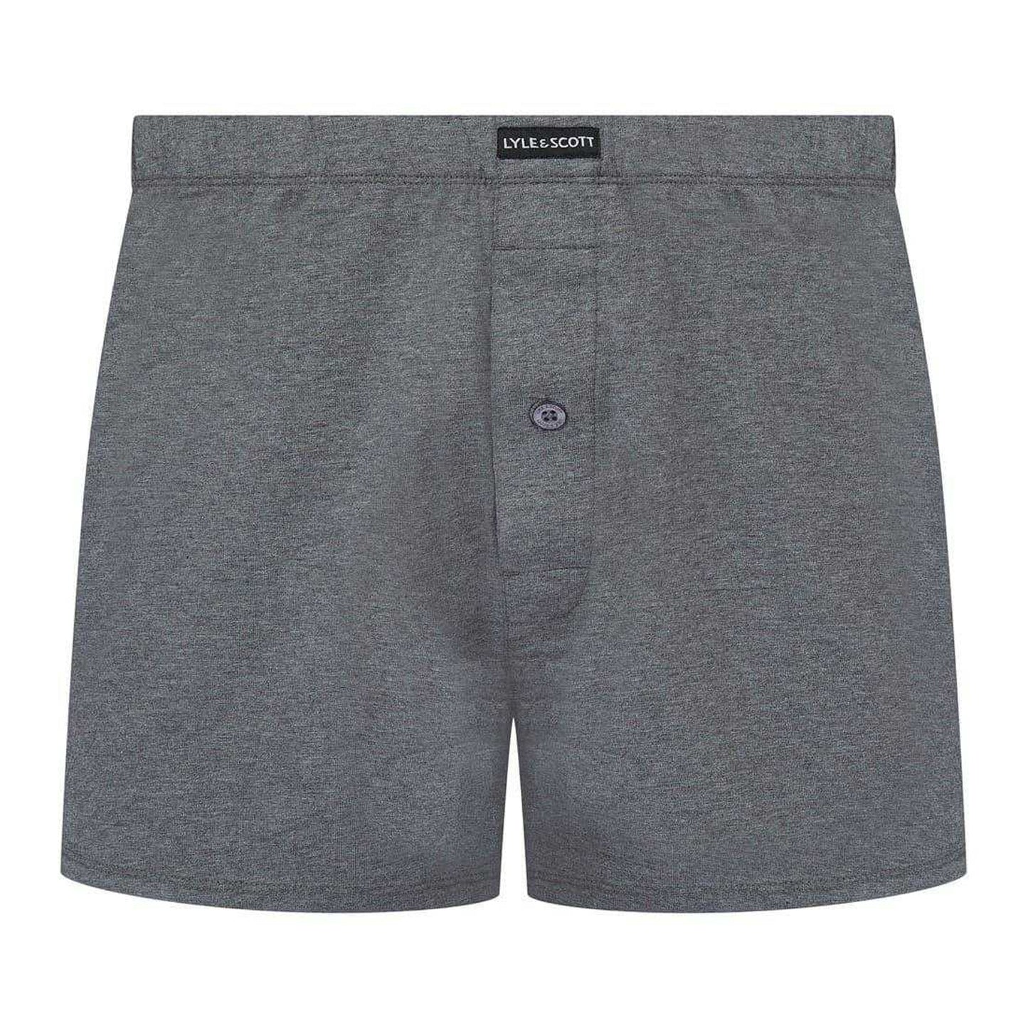 Grey-Blue - Side - Lyle & Scott Mens Plain Jersey Knit Boxer Shorts (Pack of 3)