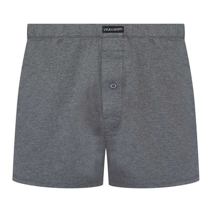 Grey-Blue - Side - Lyle & Scott Mens Plain Jersey Knit Boxer Shorts (Pack of 3)