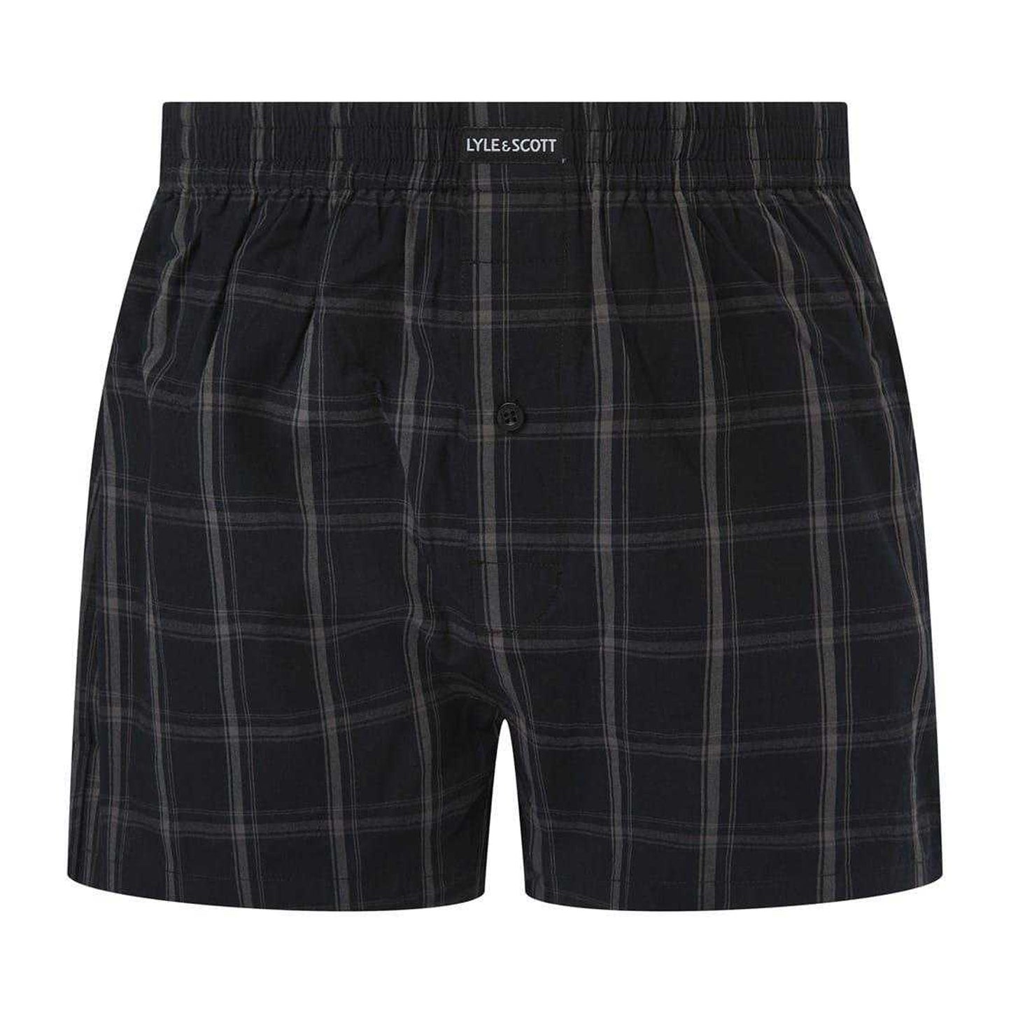 Black Print - Side - Lyle & Scott Mens Cotton Boxer Shorts (Pack of 3)