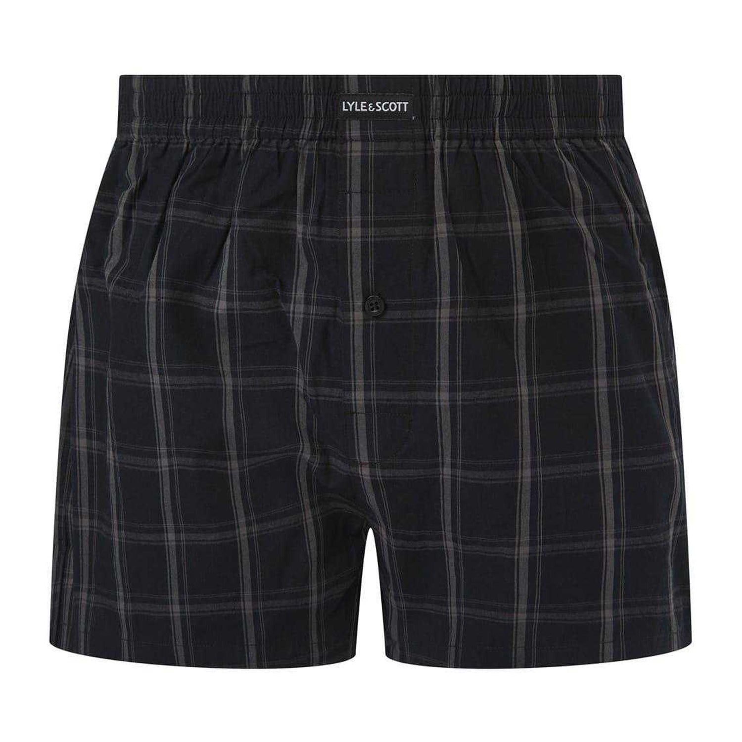 Black Print - Side - Lyle & Scott Mens Cotton Boxer Shorts (Pack of 3)