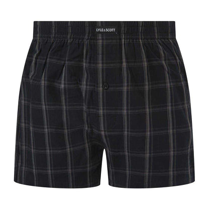 Black Print - Side - Lyle & Scott Mens Cotton Boxer Shorts (Pack of 3)