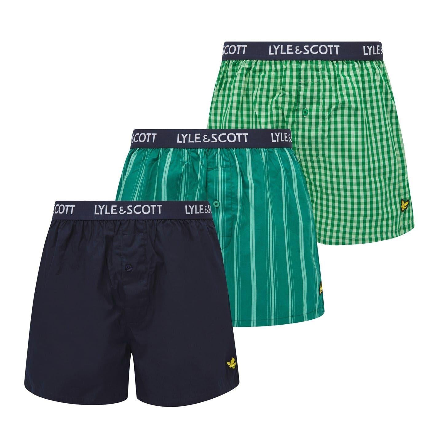 Jade - Front - Lyle & Scott Mens Cotton Boxer Shorts (Pack of 3)