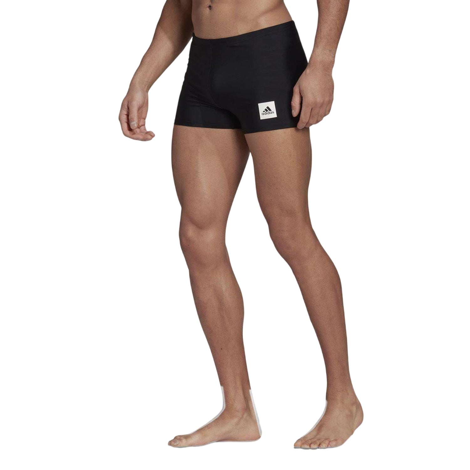 Black - Side - Adidas Mens Solid Fitted Swim Shorts