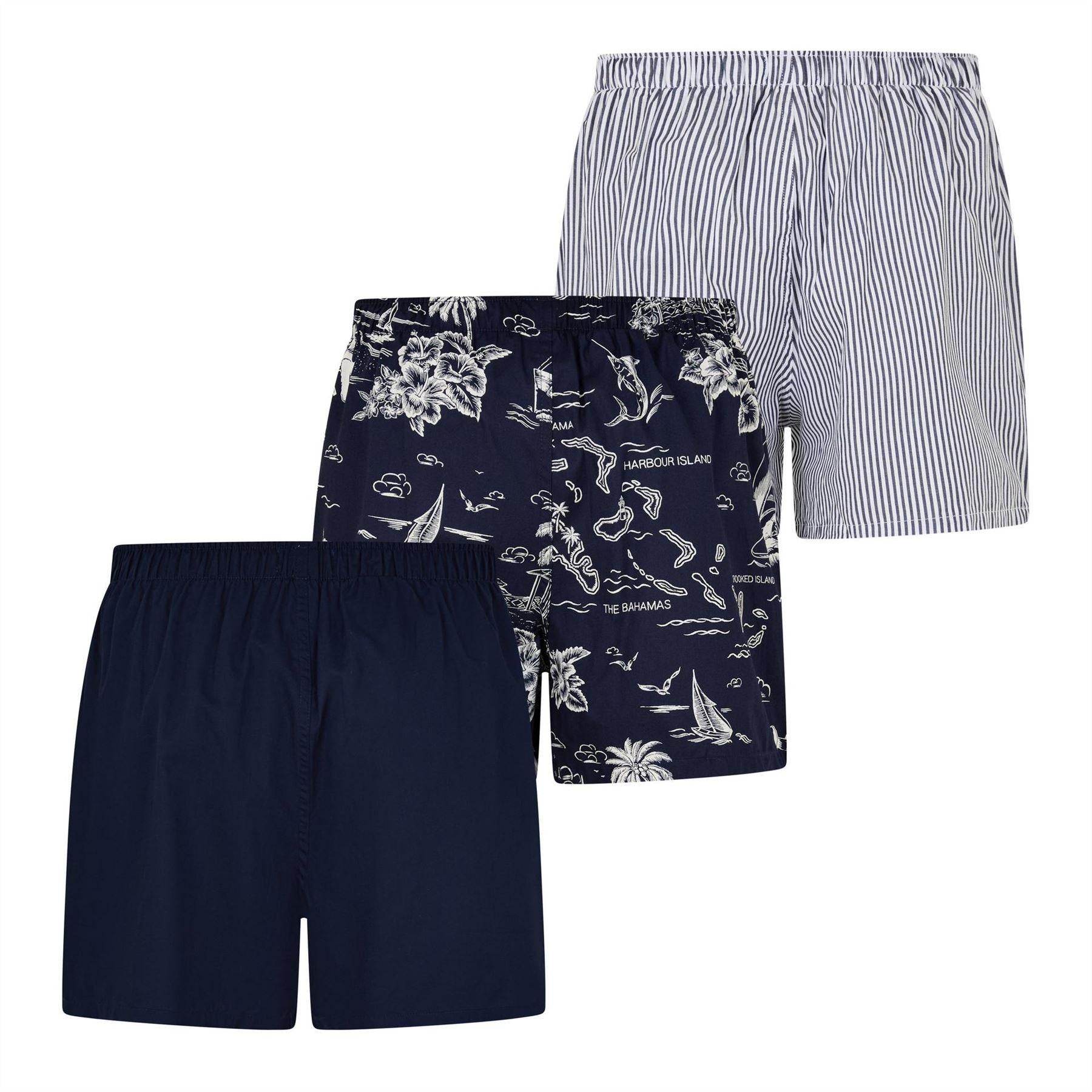 Navy-Bear Brown - Back - Ralph Lauren Mens Boxer Shorts (Pack of 3)