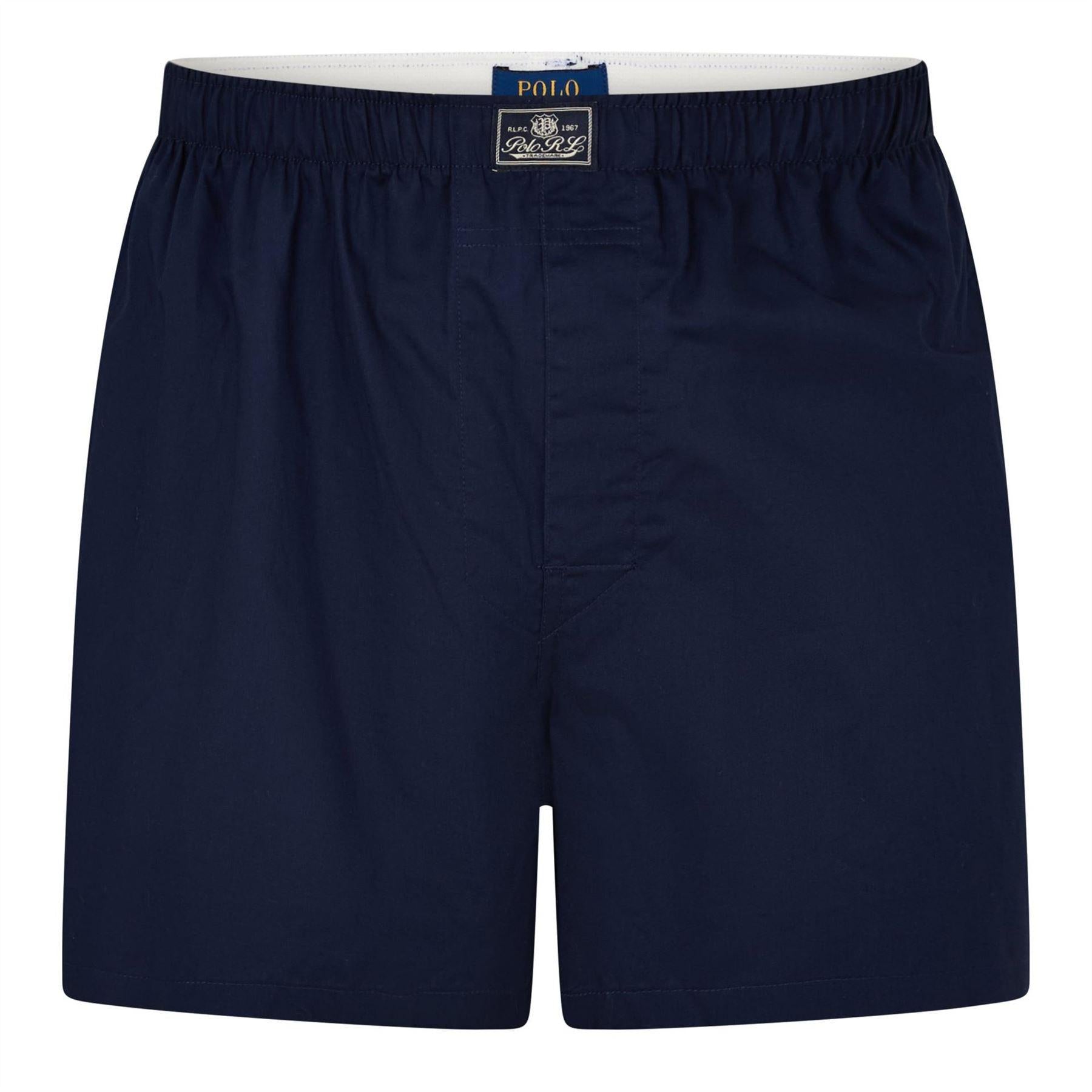 Navy-Bear Brown - Side - Ralph Lauren Mens Boxer Shorts (Pack of 3)