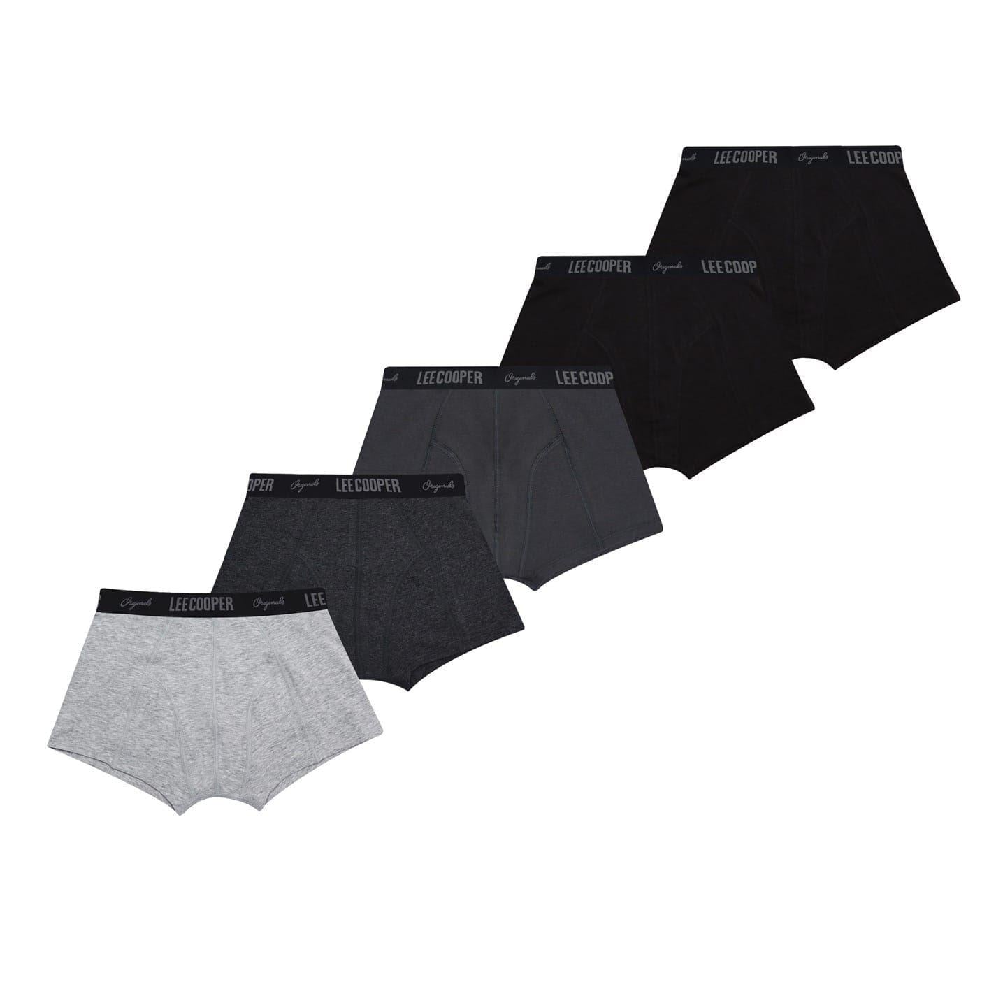 Core Black - Front - Lee Cooper Boys Elasticated Waist Comfort Boxer Shorts (Pack of 5)