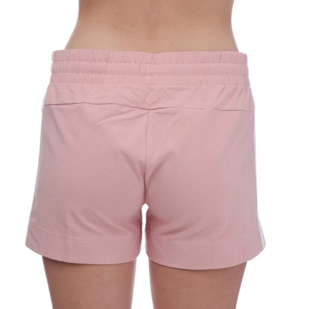 Pink - Back - Adidas Womens-Ladies Essentials Striped Slim Shorts