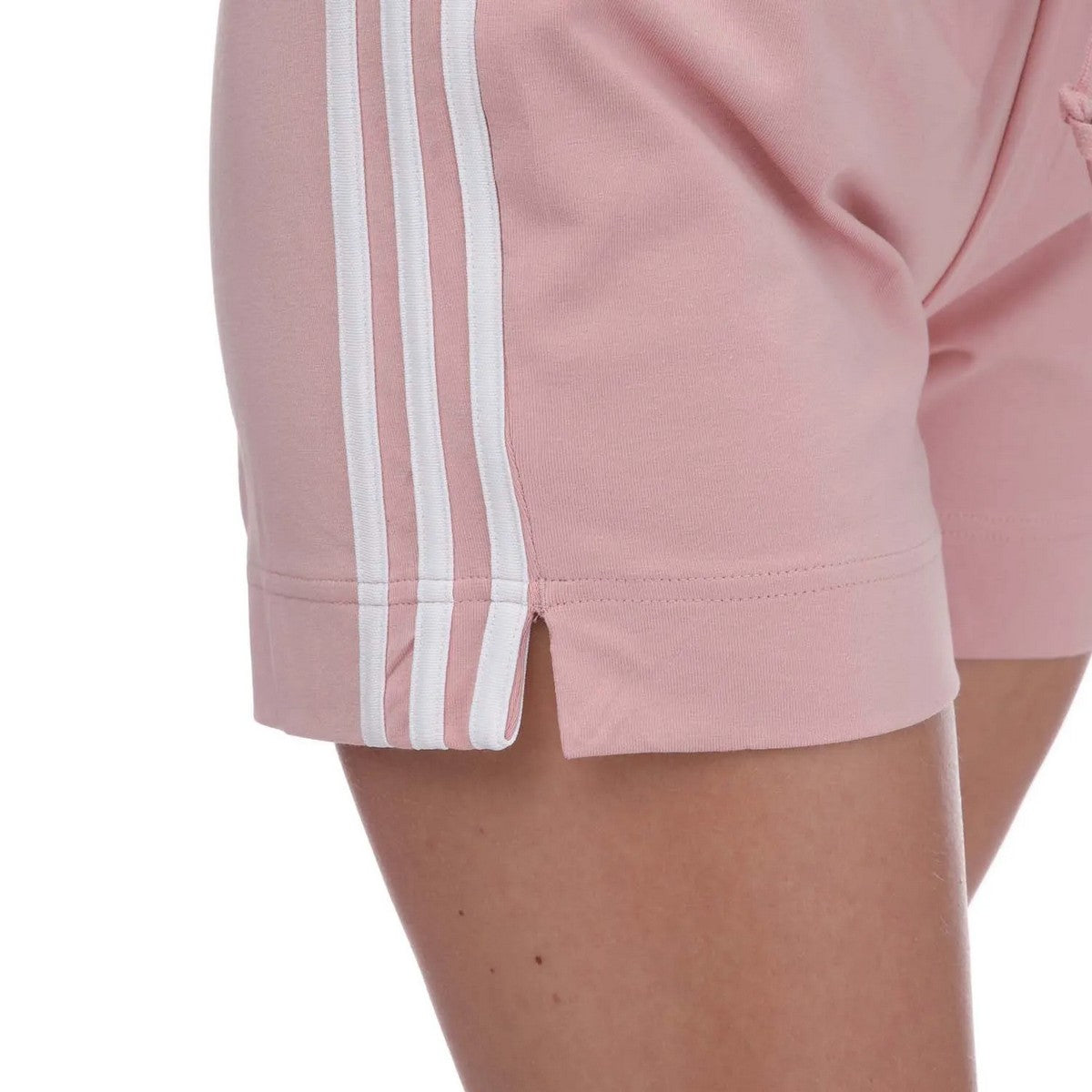 Pink - Side - Adidas Womens-Ladies Essentials Striped Slim Shorts