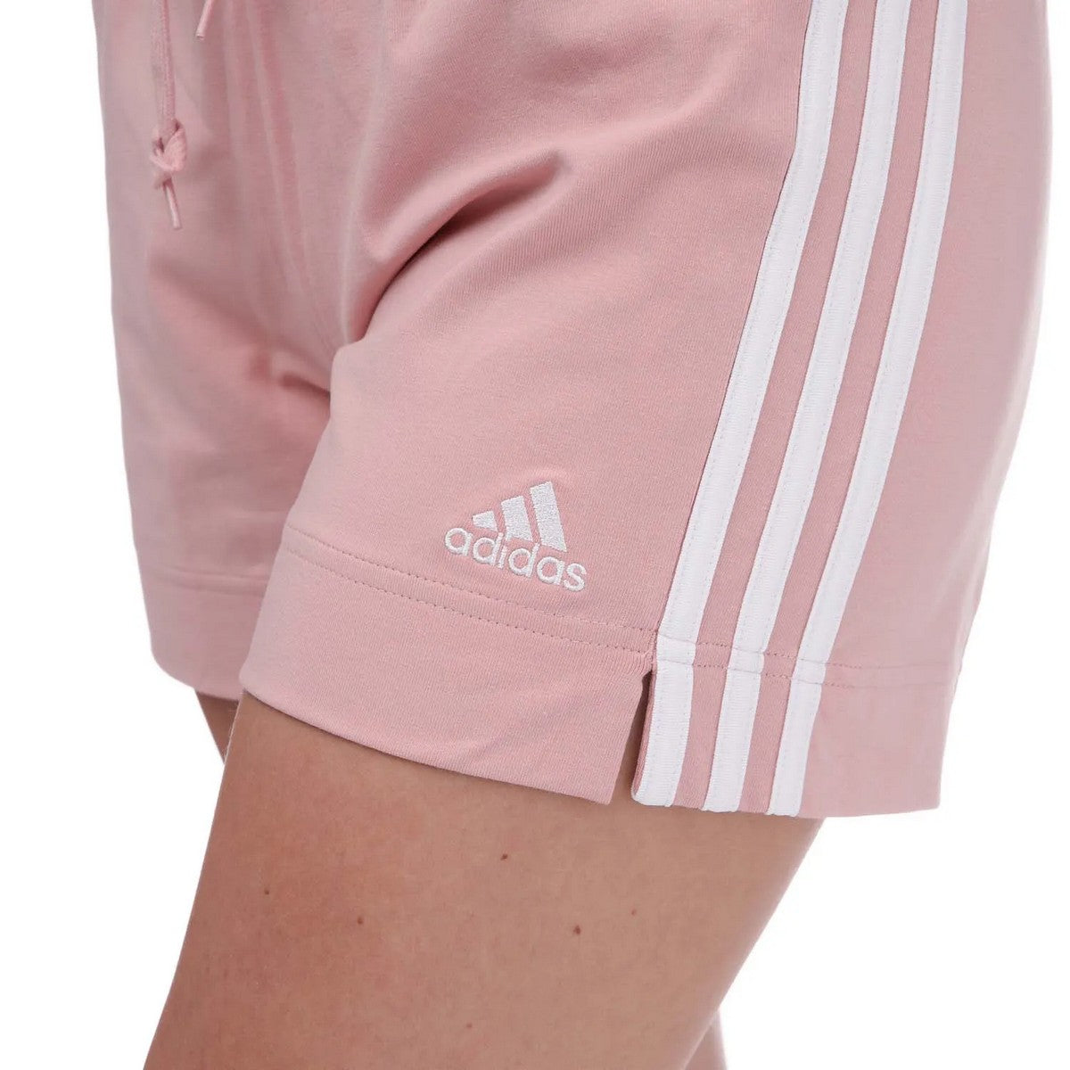 Pink - Lifestyle - Adidas Womens-Ladies Essentials Striped Slim Shorts