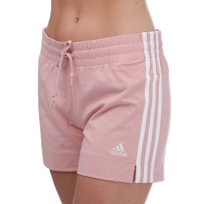 Pink - Pack Shot - Adidas Womens-Ladies Essentials Striped Slim Shorts