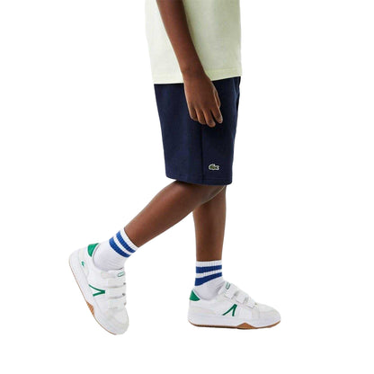 Navy - Side - Lacoste Childrens-Kids Relaxed Fit Casual Shorts