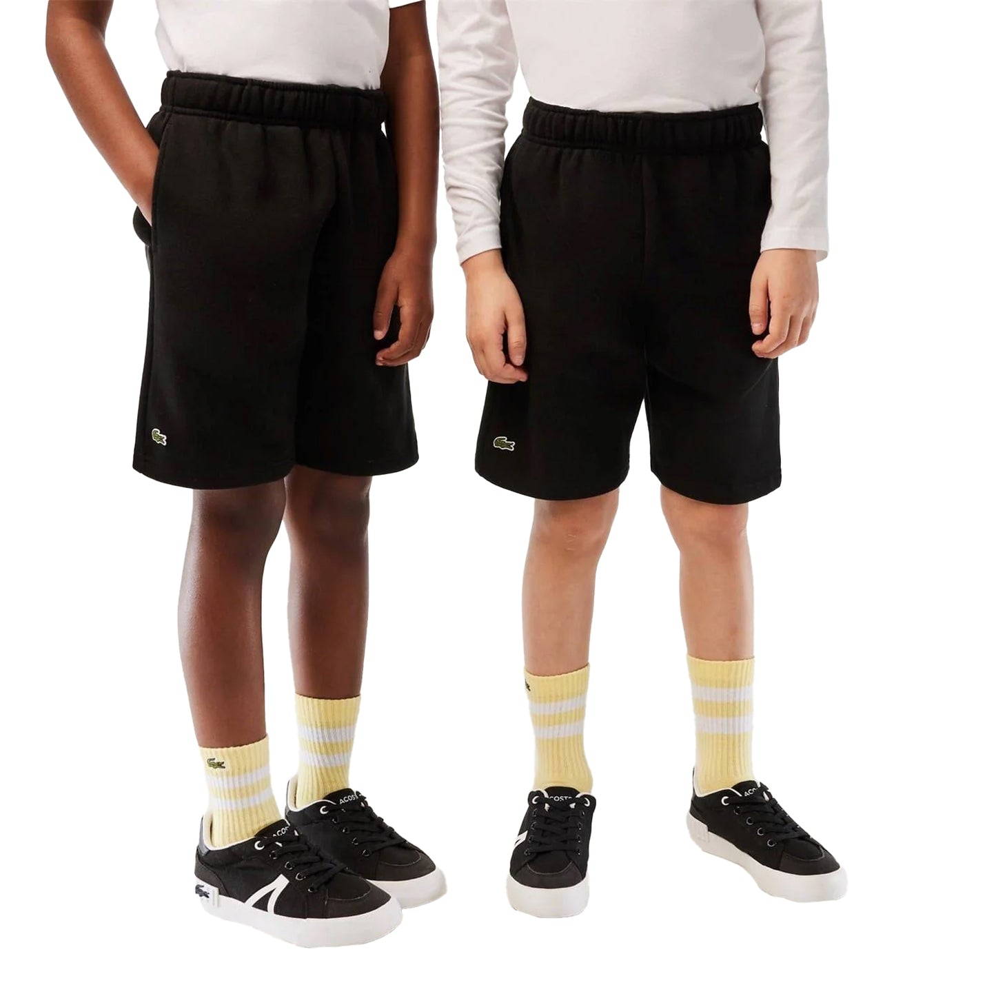 Black - Side - Lacoste Childrens-Kids Relaxed Fit Casual Shorts