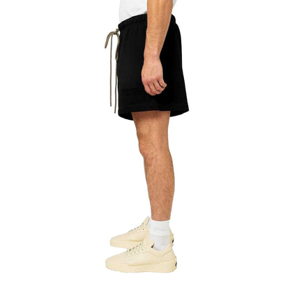 Black - Side - Essentials Mens Fleece Sweat Shorts